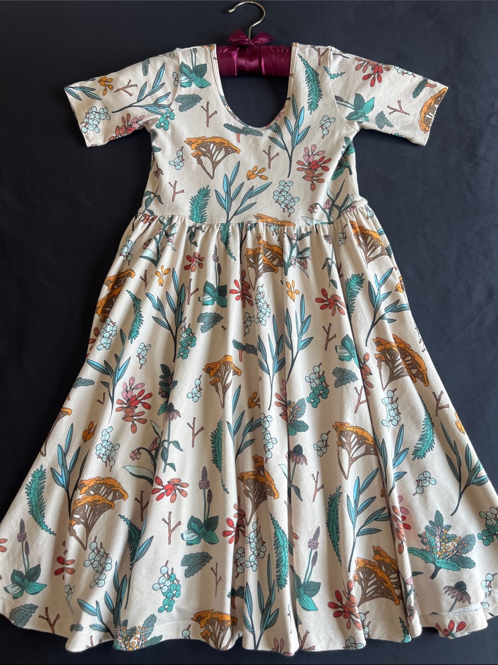 Alice + James Girls' Ballet Dress with Teal & Mustard Print